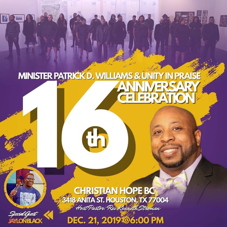 Patrick Williams and Unity in Praise 16th anniversary